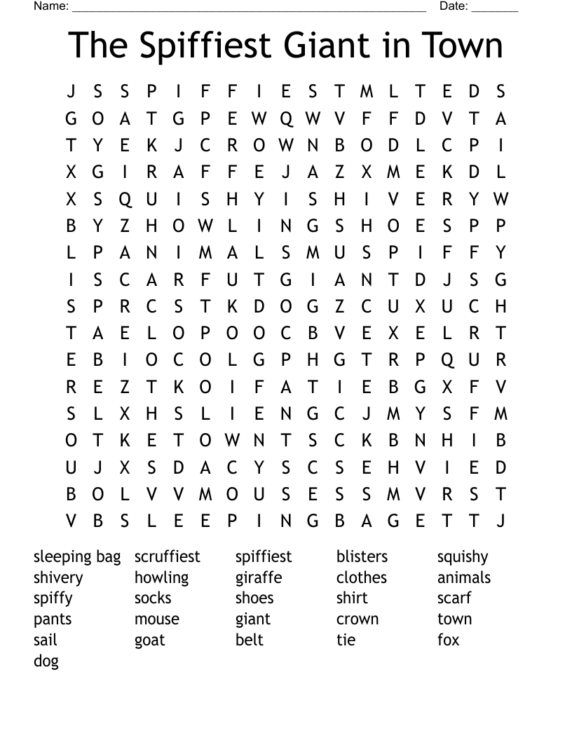 The Spiffiest Giant in Town Word Search