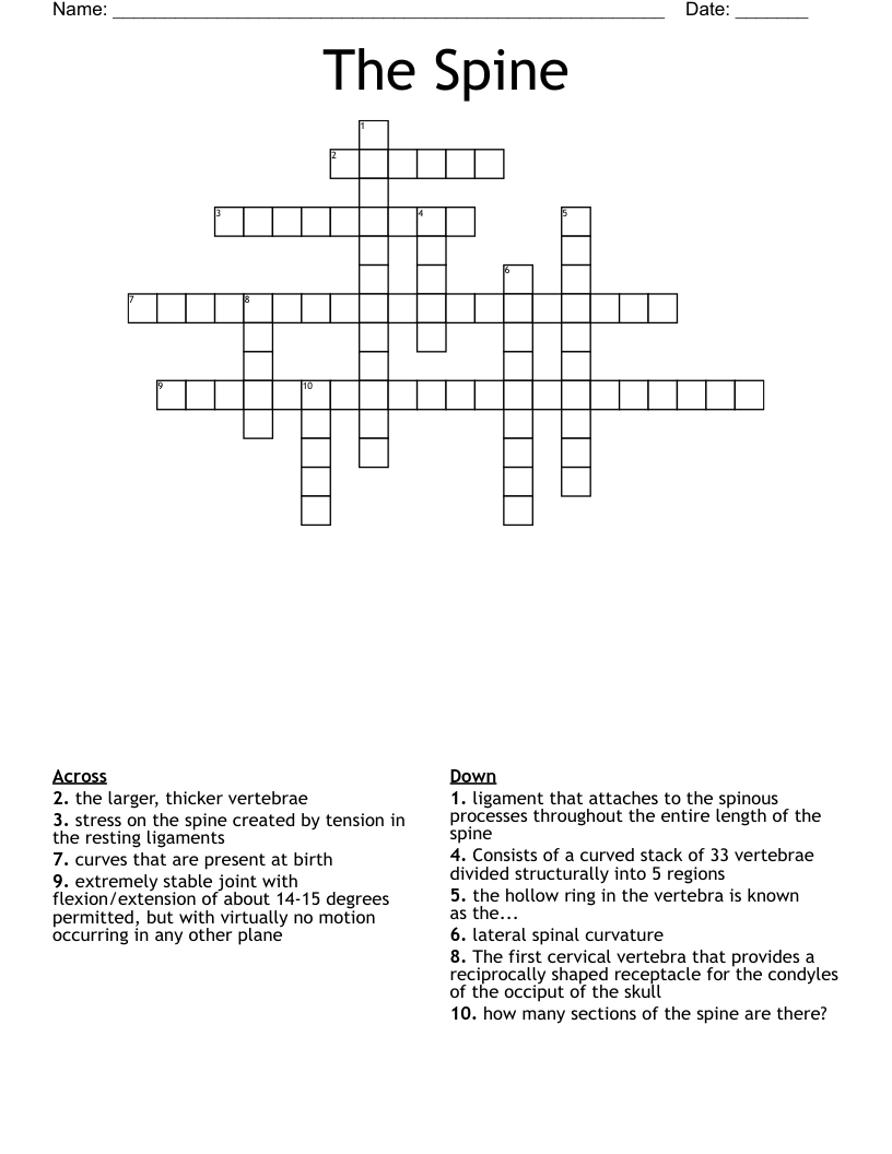 The Spine  Crossword