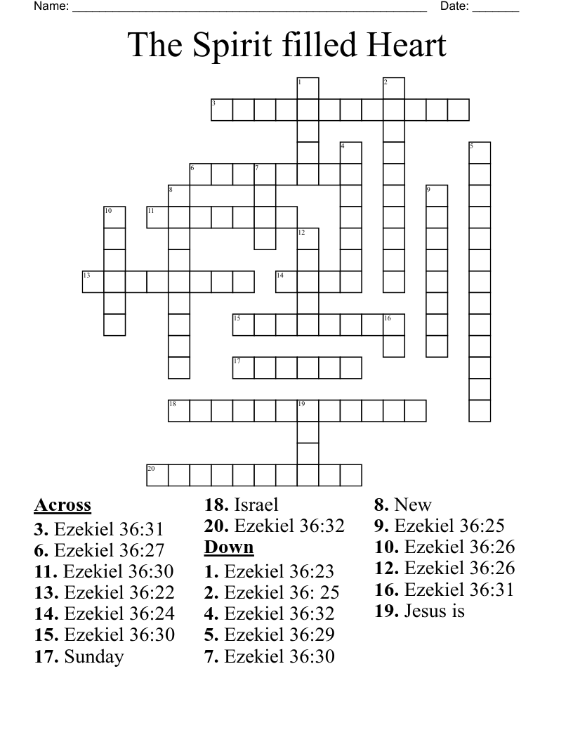 The Spirit filled Heart Crossword