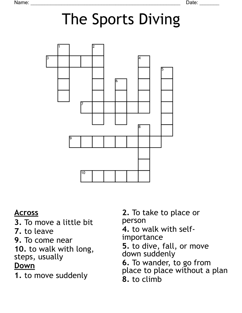 The Sports Diving Crossword