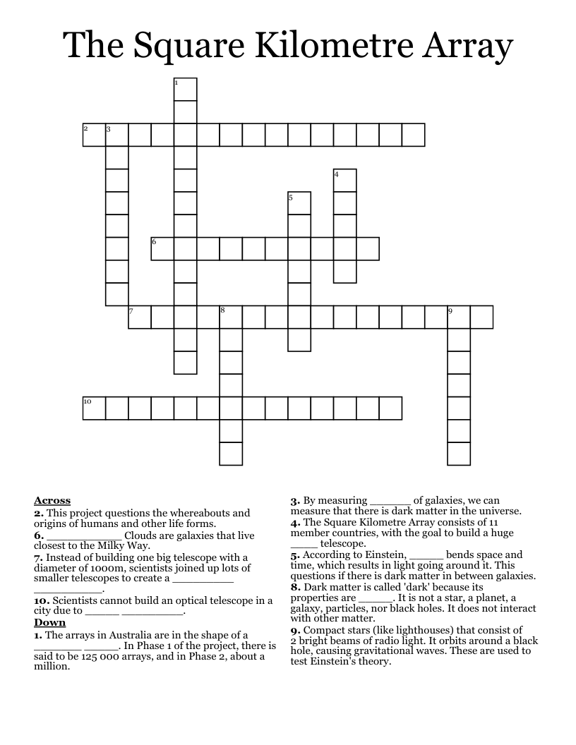 The Square Kilometre Array Crossword