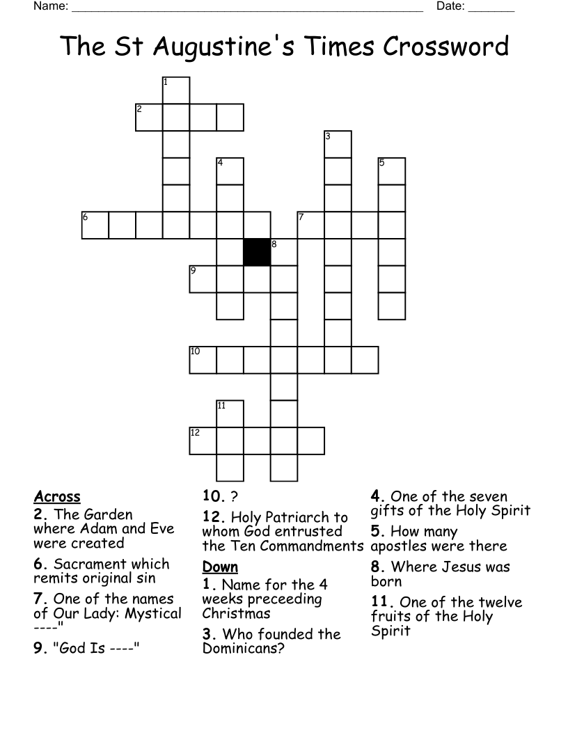 The St Augustine's Times Crossword