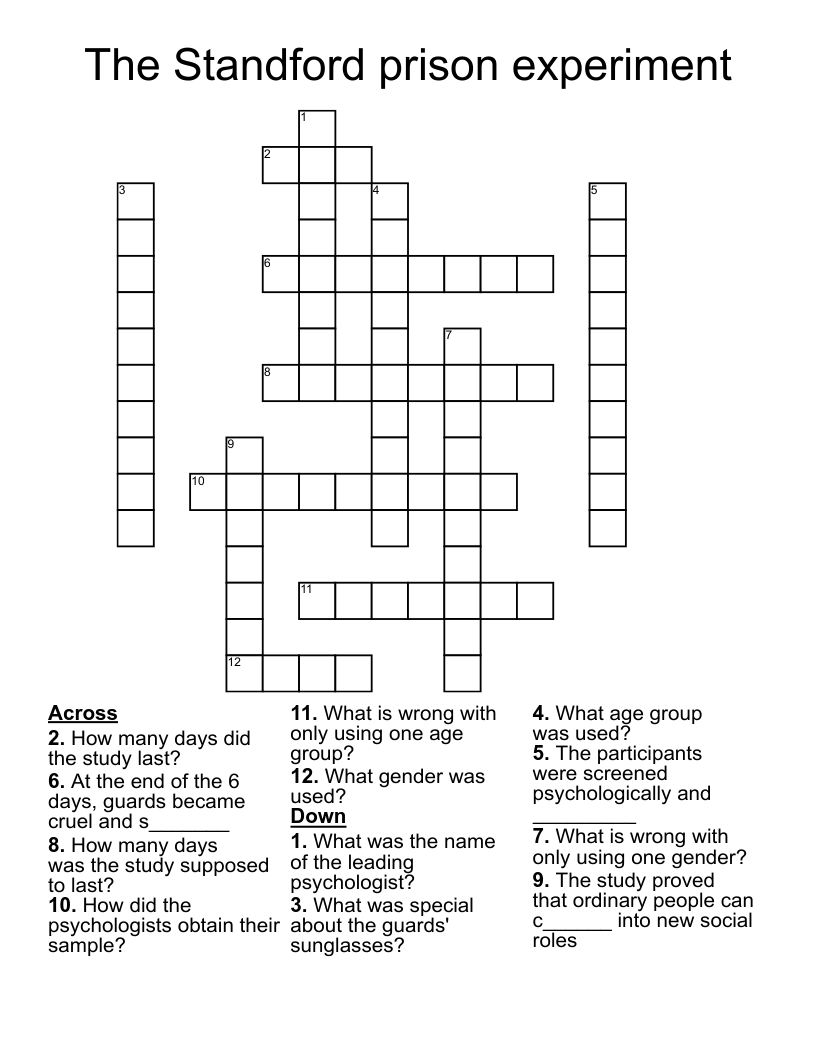The Standford prison experiment Crossword