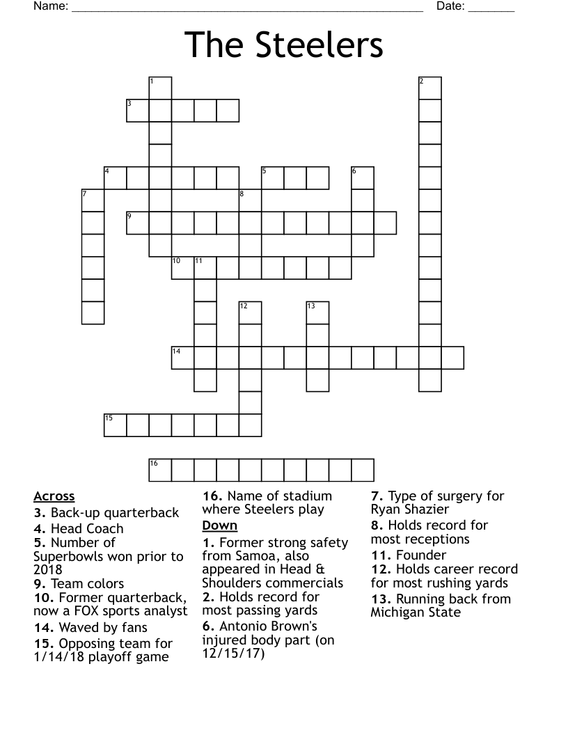 The Steelers Crossword