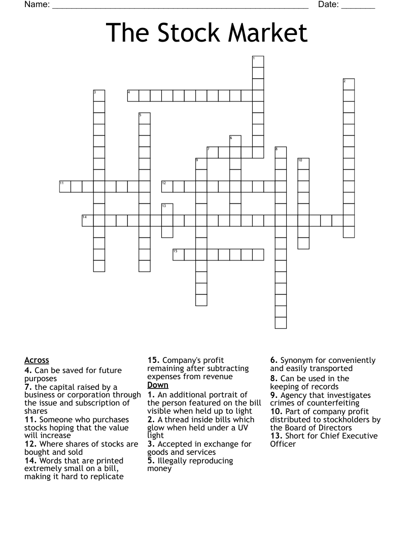 The Stock Market Crossword