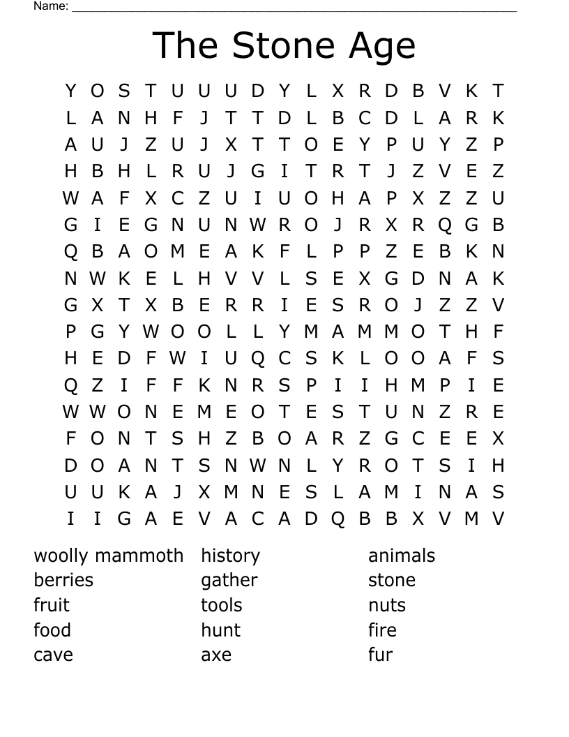 The Stone Age Word Search