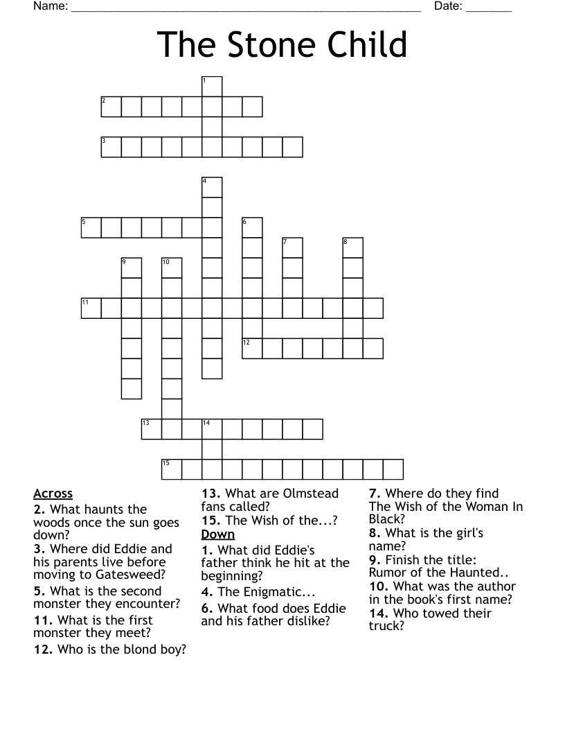 The Stone Child Crossword