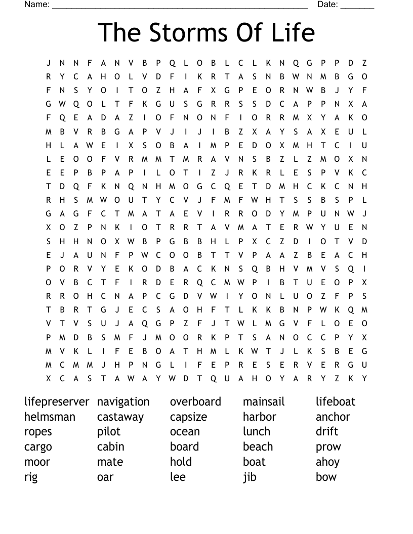 The Storms Of Life Word Search