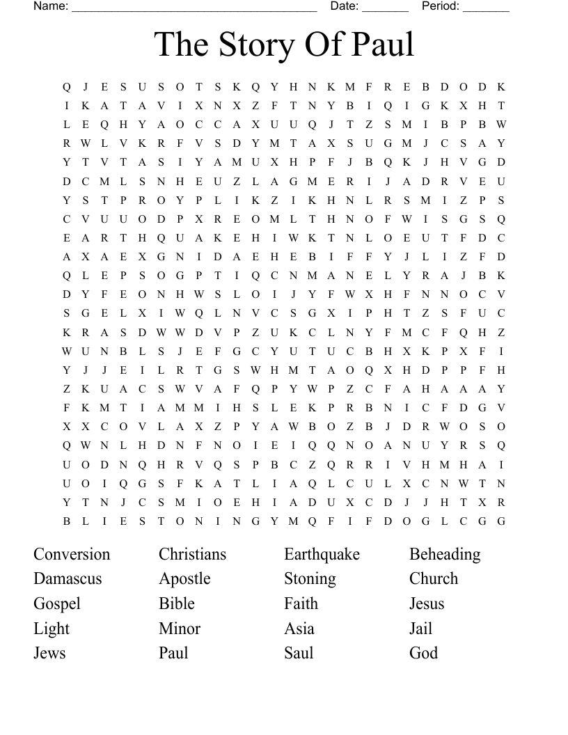 The Story Of Paul Word Search