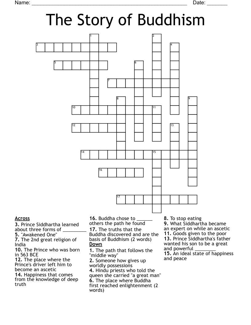 The Story of Buddhism Crossword