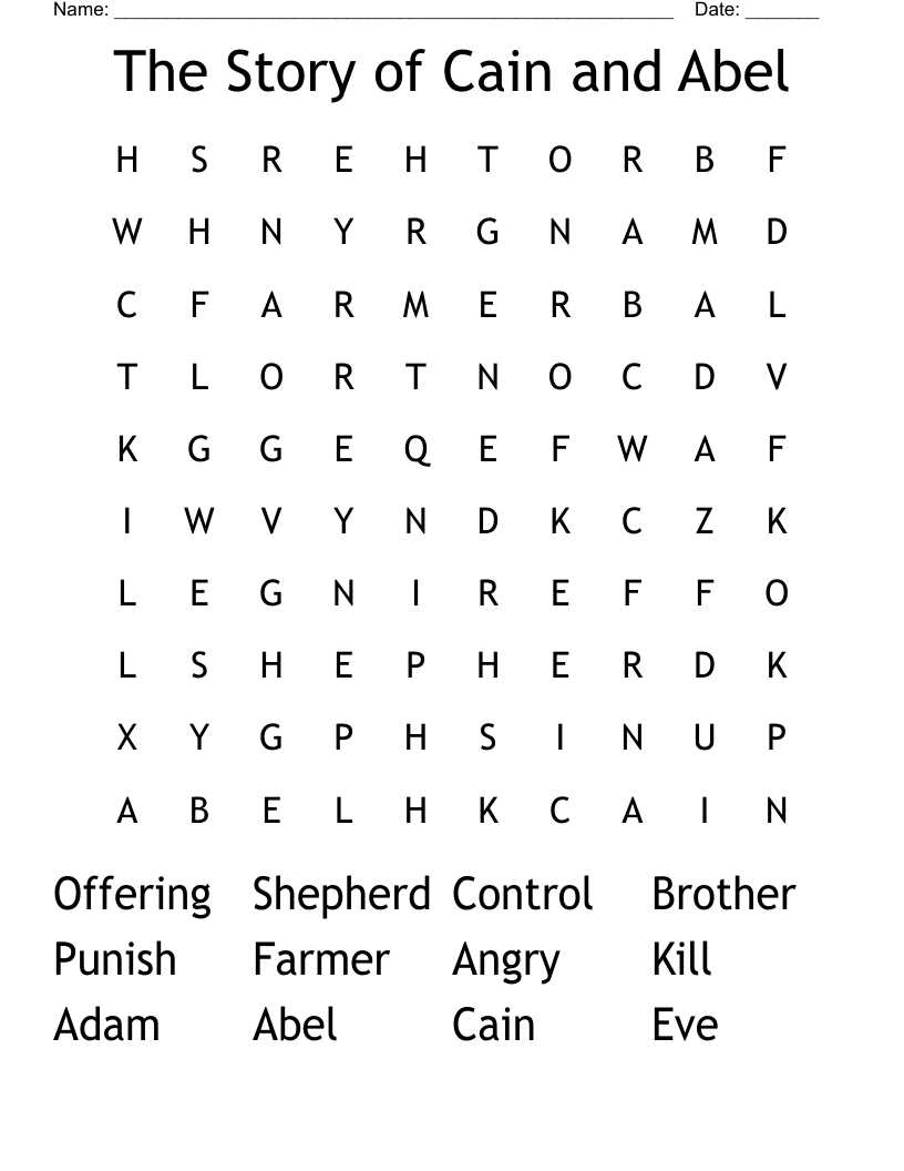 The Story of Cain and Abel Word Search