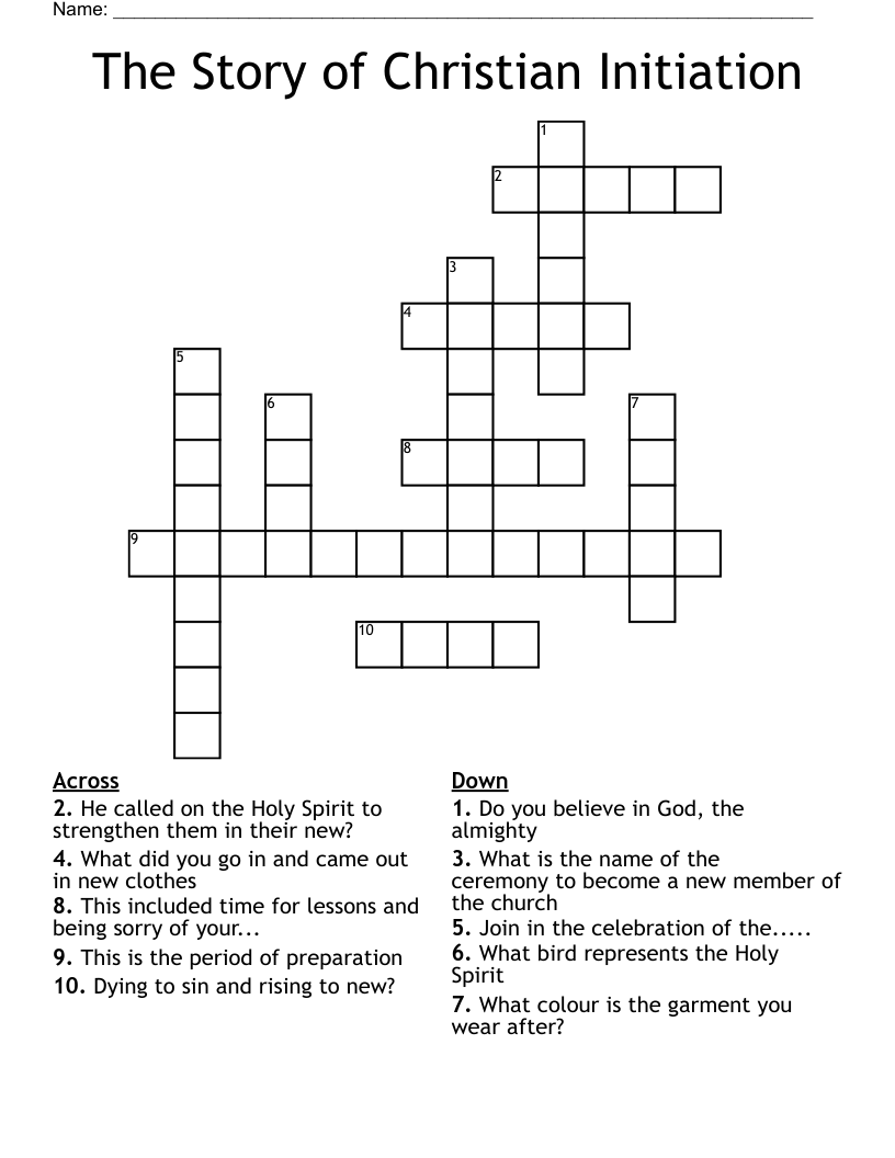 The Story of Christian Initiation Crossword