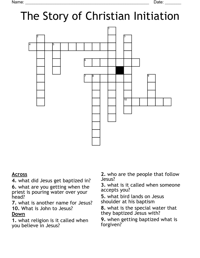 The Story of Christian Initiation Crossword