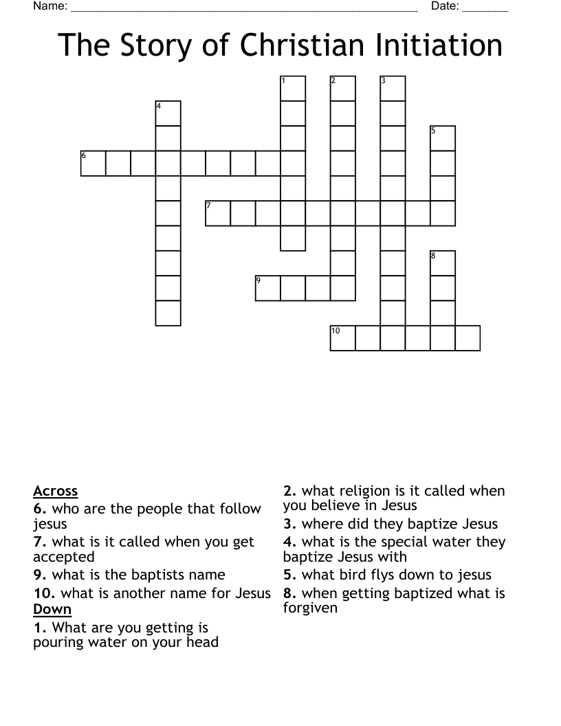 The Story of Christian Initiation Crossword