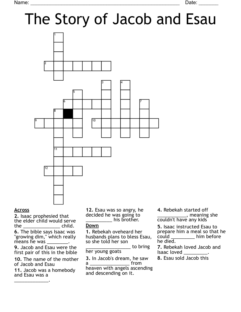 The Story of Jacob and Esau Crossword
