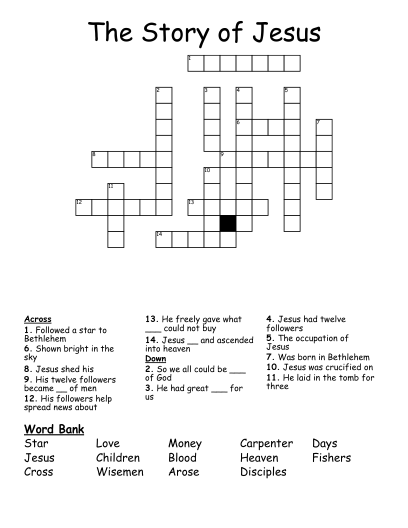 The Story of Jesus Crossword