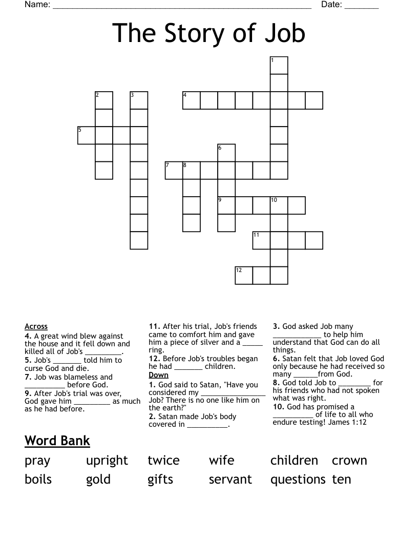 The Story of Job Crossword