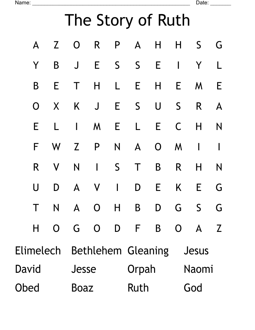 The Story of Ruth Word Search