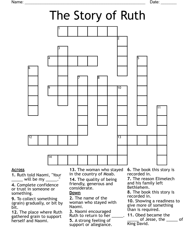 The Story of Ruth Crossword