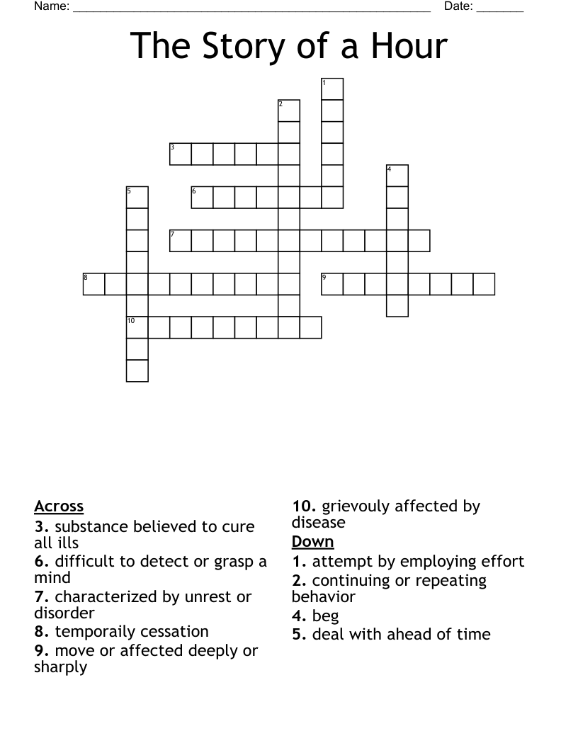 The Story of a Hour Crossword