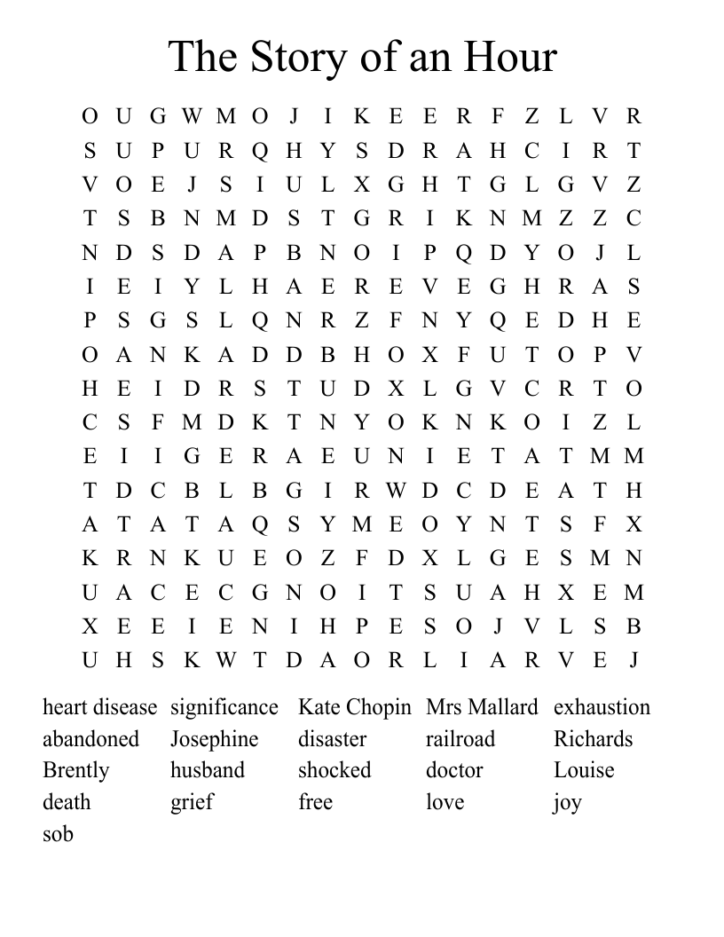 The Story of an Hour Word Search