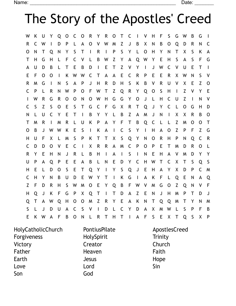 The Story of the Apostles' Creed Word Search