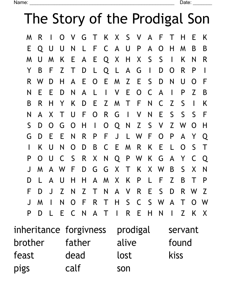 The Story of the Prodigal Son Word Search
