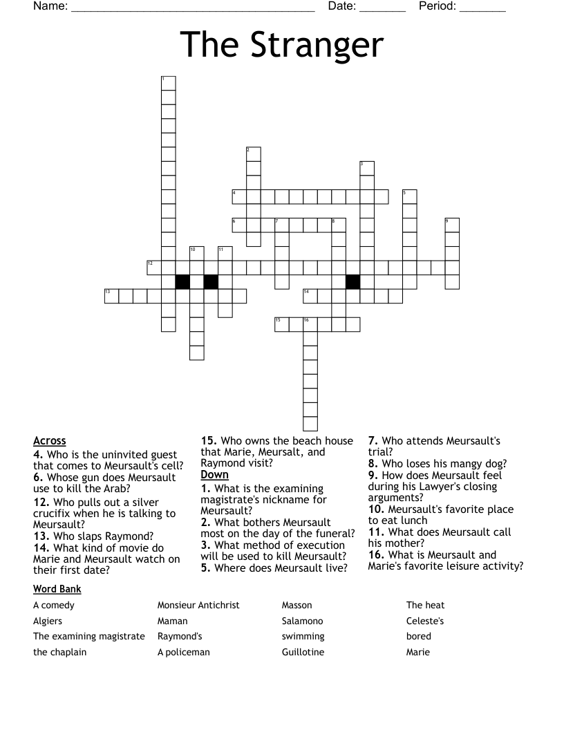The Stranger Crossword
