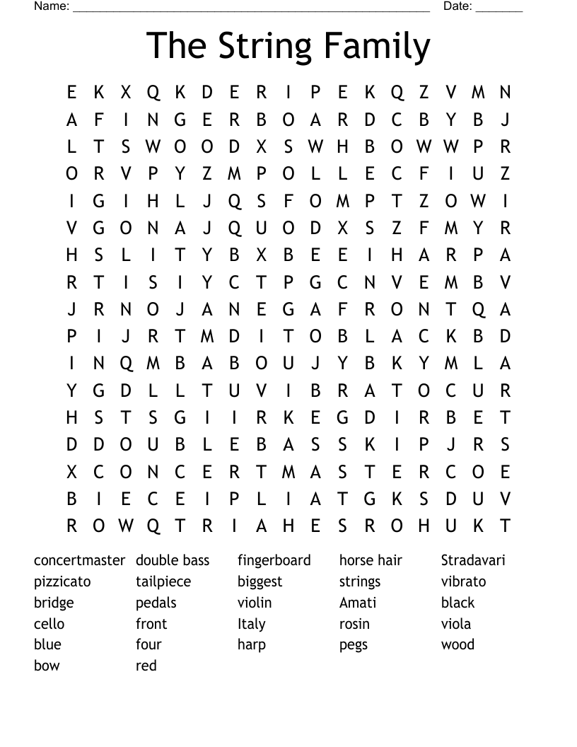 The String Family Word Search