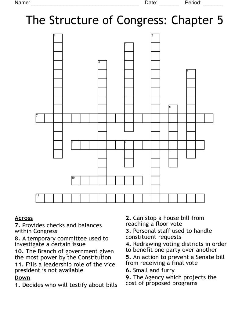 The Structure of Congress: Chapter 5 Crossword