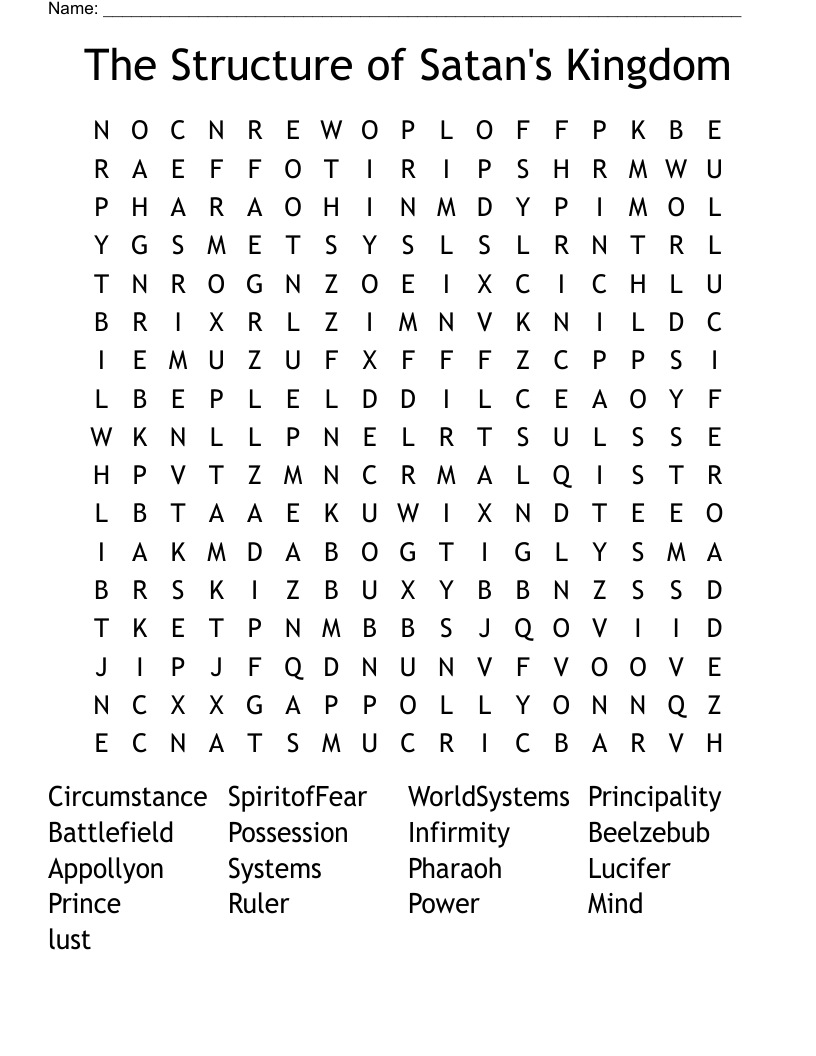 The Structure of Satan's Kingdom Word Search