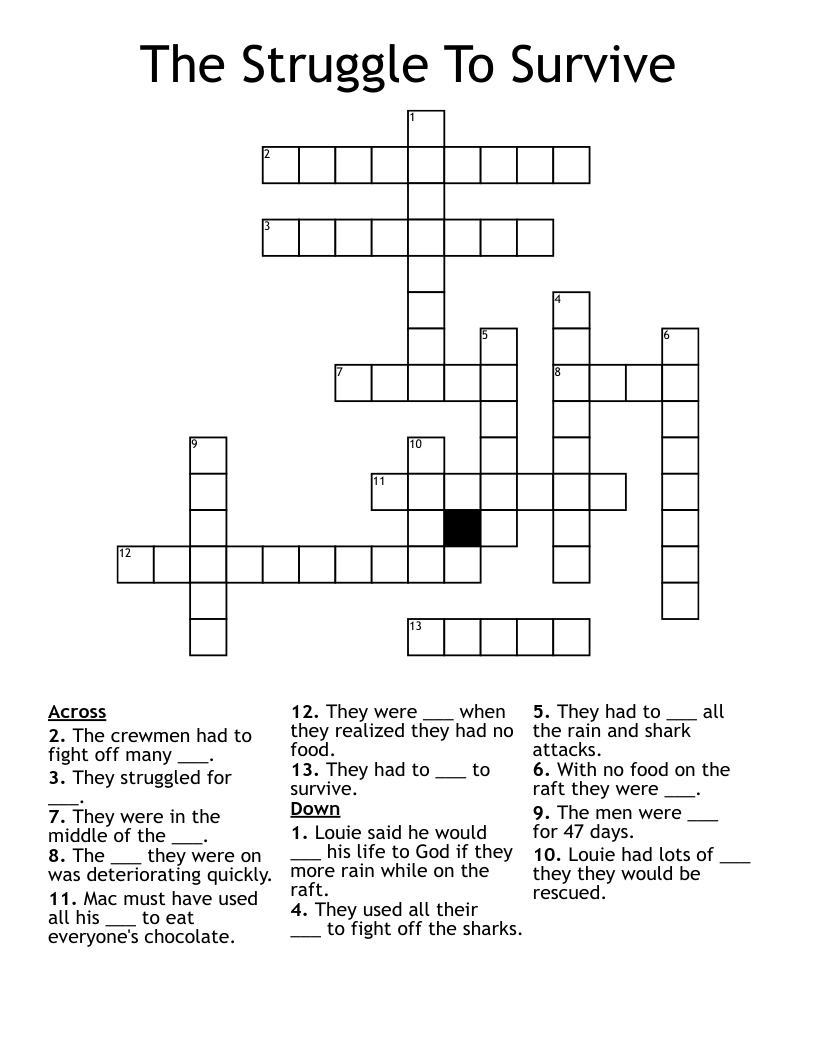 The Struggle To Survive Crossword