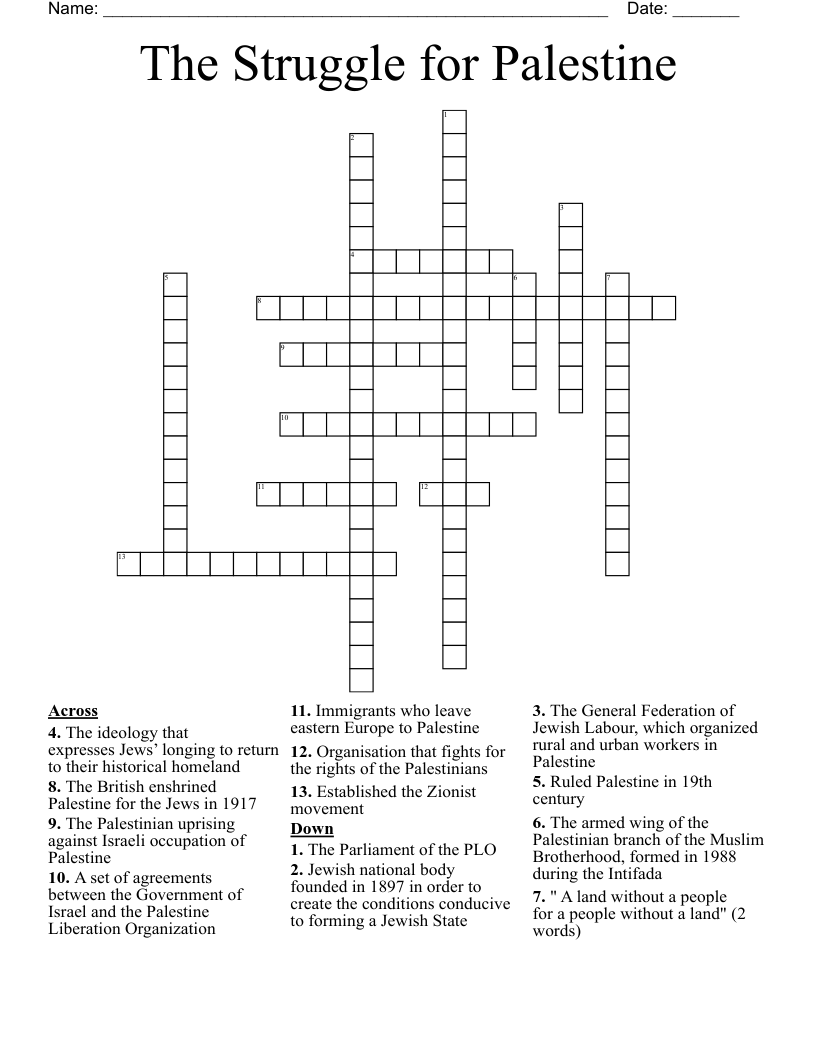The Struggle for Palestine Crossword