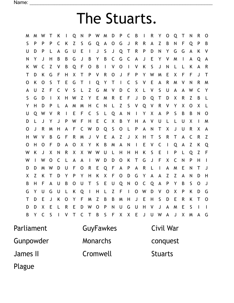 The Stuarts. Word Search