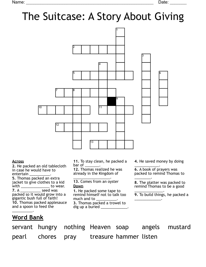 The Suitcase: A Story About Giving Crossword