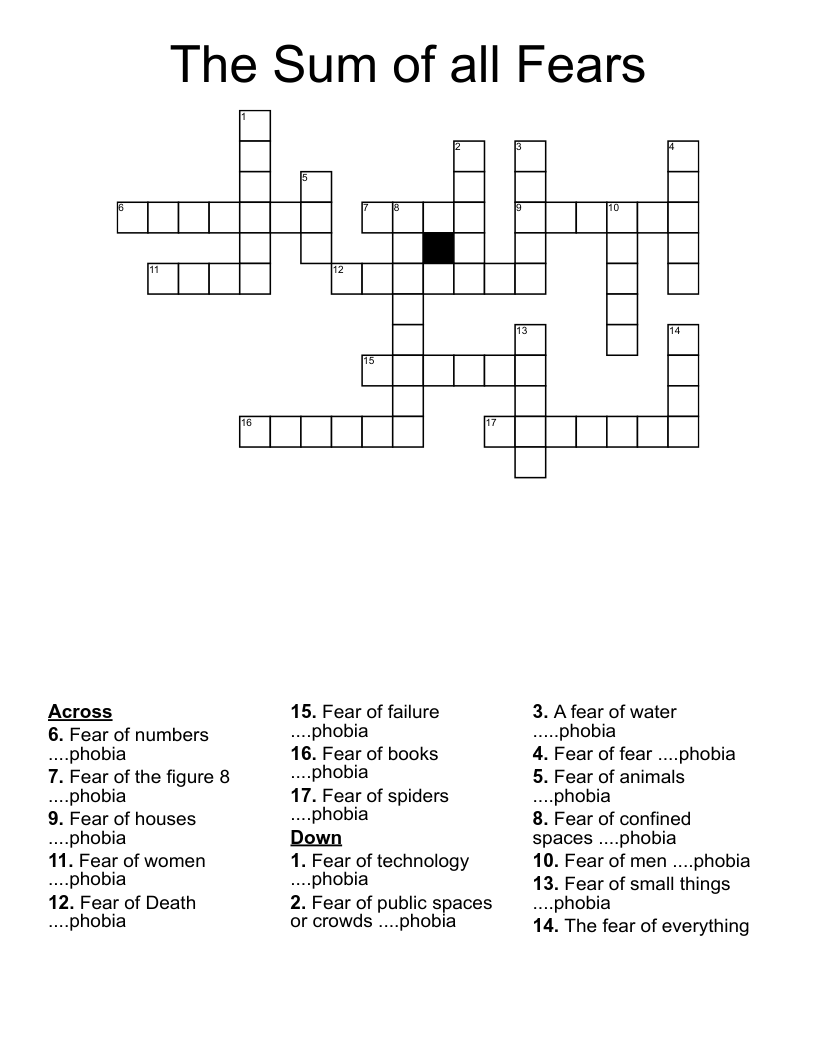 The Sum of all Fears Crossword
