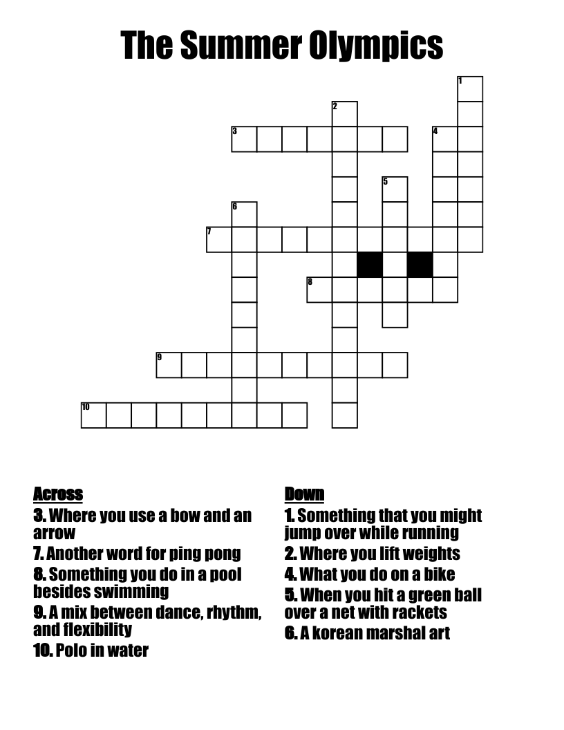 The Summer Olympics Crossword
