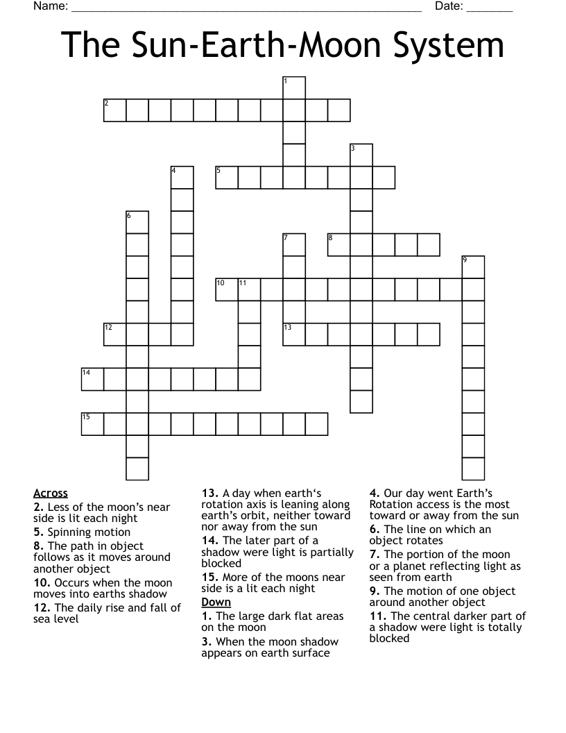 The Sun-Earth-Moon System Crossword