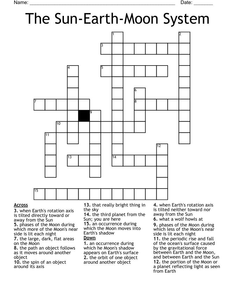 The Sun-Earth-Moon System Crossword