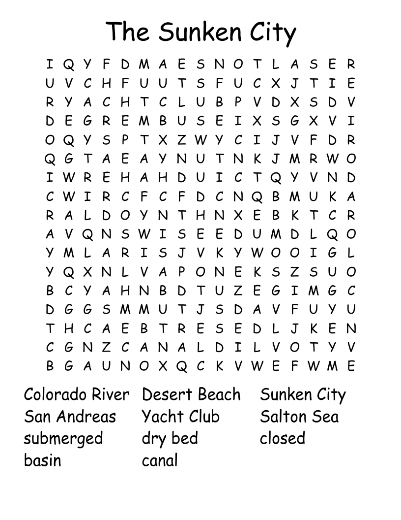 The Sunken City Word Search