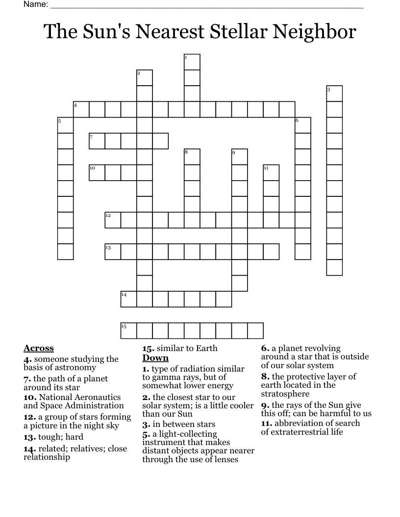 The Sun's Nearest Stellar Neighbor  Crossword