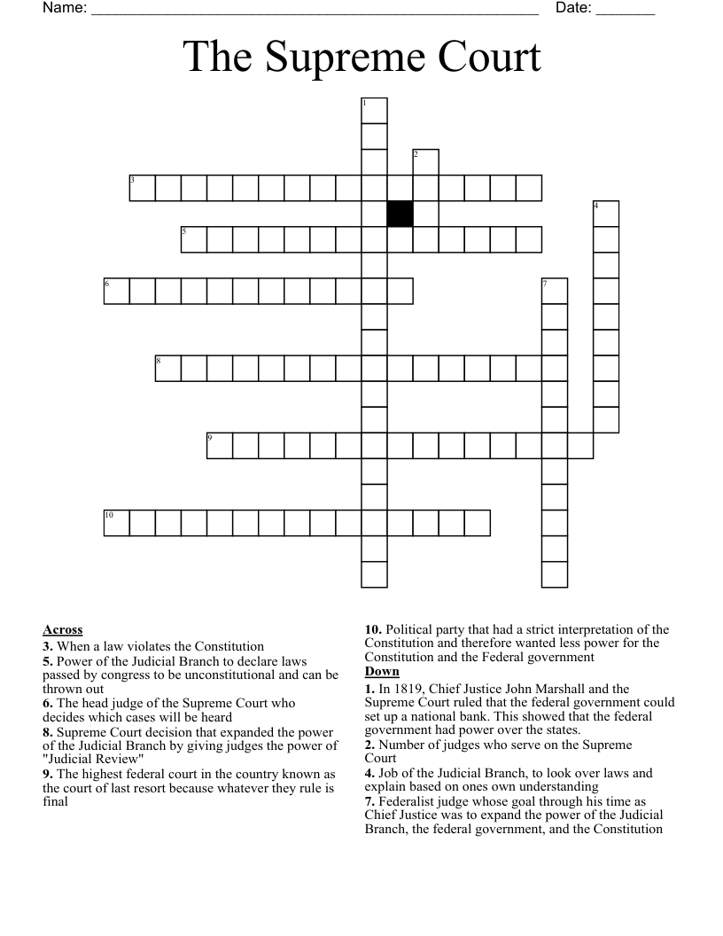The Supreme Court Crossword