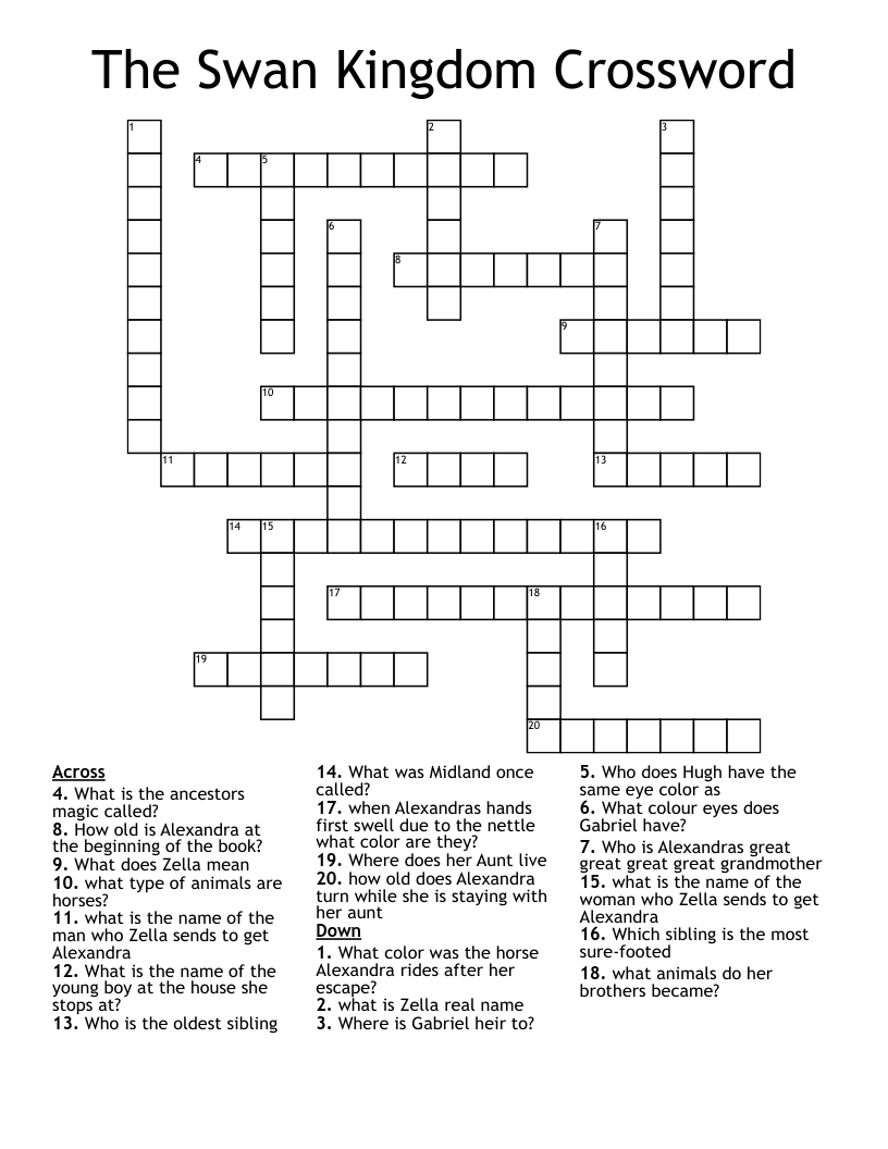 The Swan Kingdom Crossword