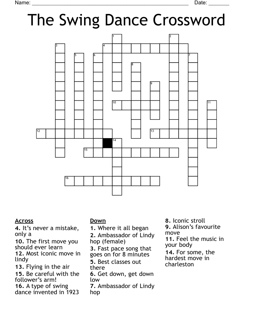 The Swing Dance Crossword