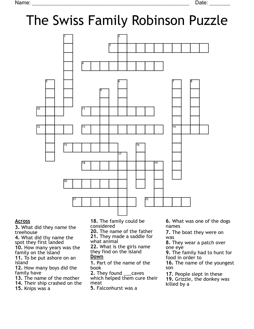 The Swiss Family Robinson Puzzle Crossword