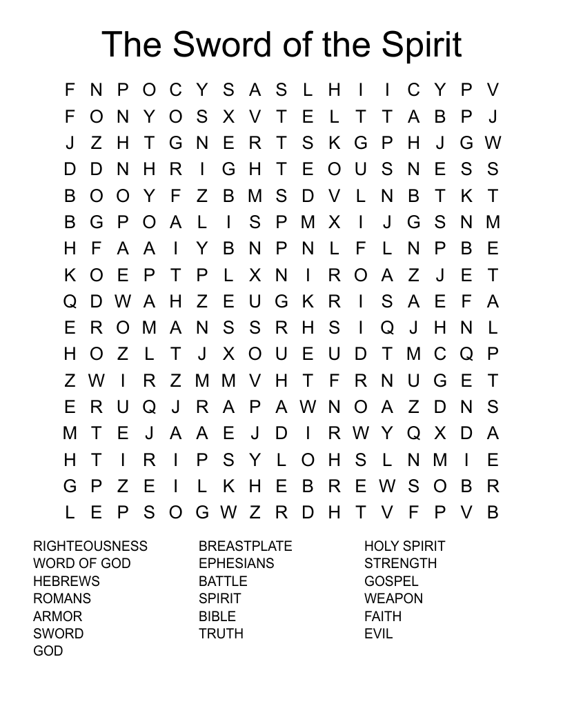 The Sword of the Spirit Word Search