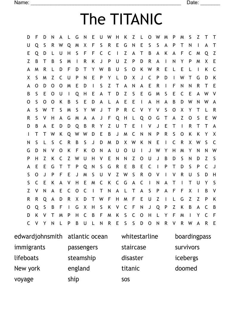 The TITANIC Word Search