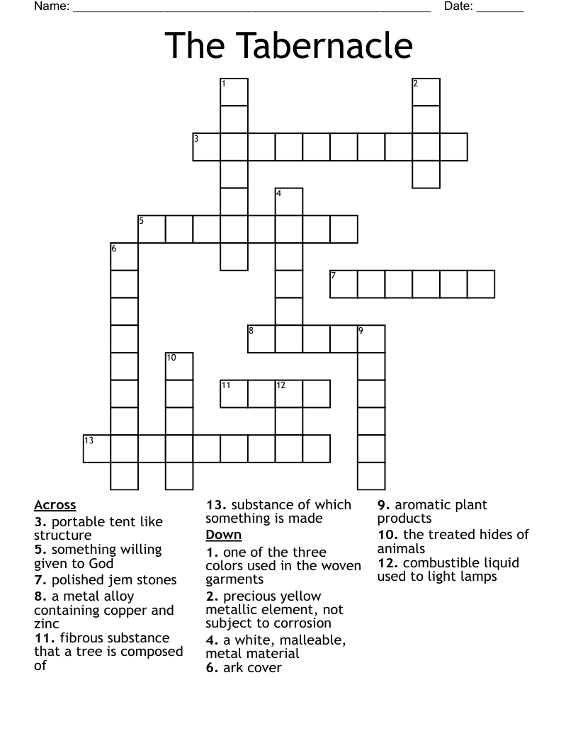 The Tabernacle Crossword