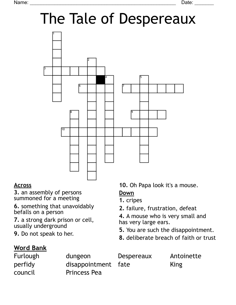 The Tale of Despereaux Crossword