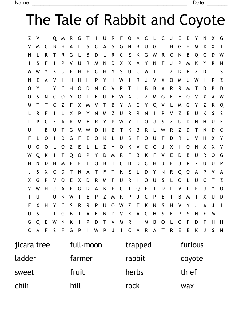 The Tale of Rabbit and Coyote Word Search
